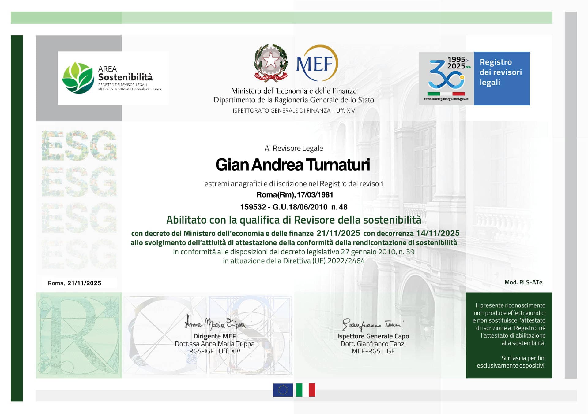 Certificazione in sostenibilità
